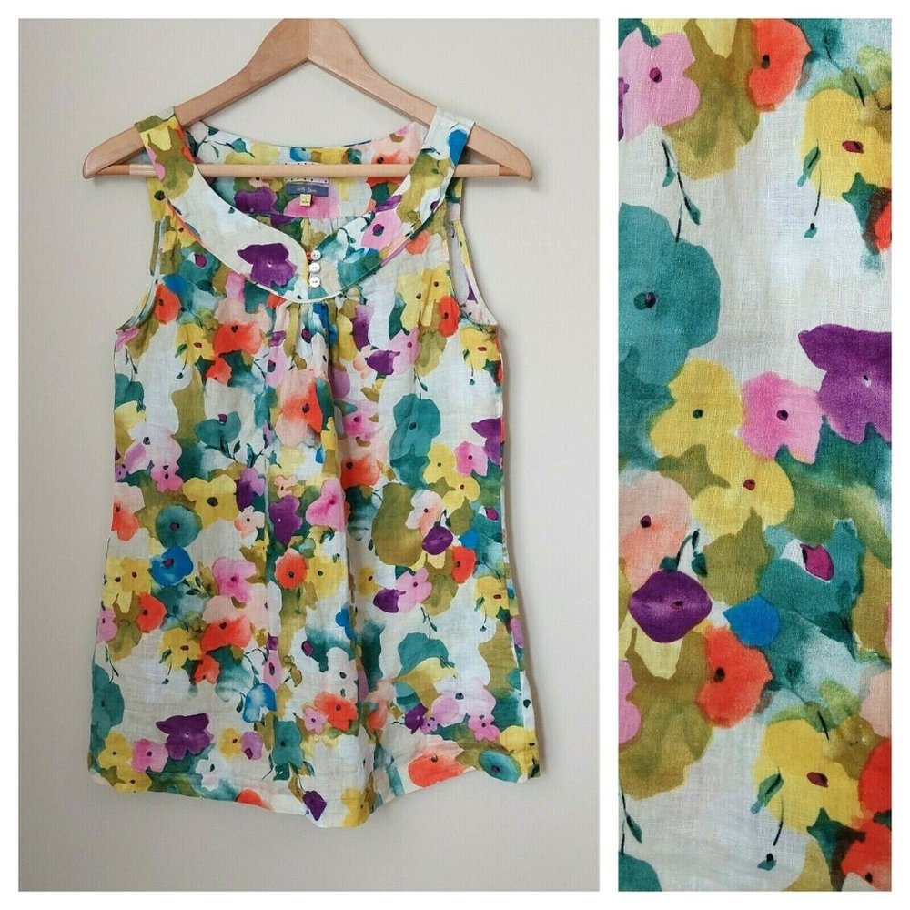 Heyton Linen Sleeveless Spring Floral Top